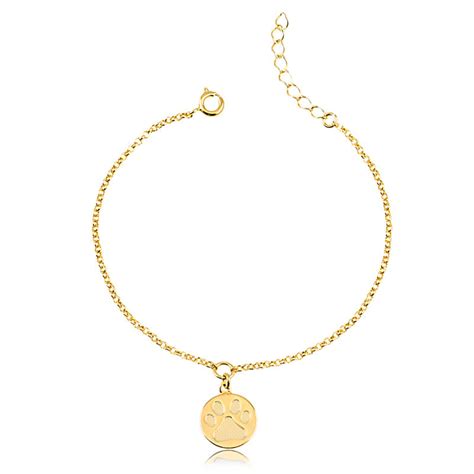 Pulseira Medalha De Pata Folheado Em Ouro 18K JOIAS PETMOM