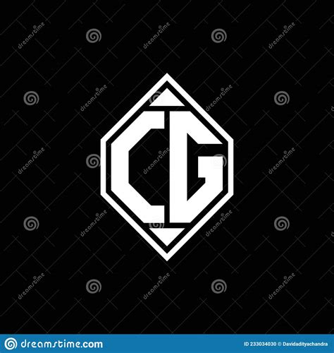 Cg Logo Monogram Geometric Shield Shape Style Stock Vector