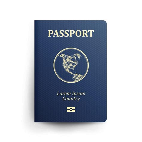 Passport With Map Realistic Vector Illustration Blue Passport With Globe International