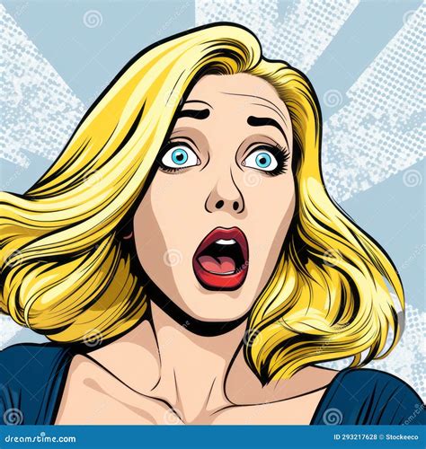 Astonished Blonde Woman In Pop Art Style Illustration Stock