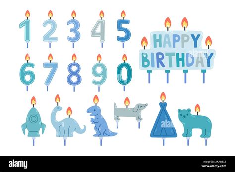 Boy Birthday Candles Set In Blue Colors Number Candles Different