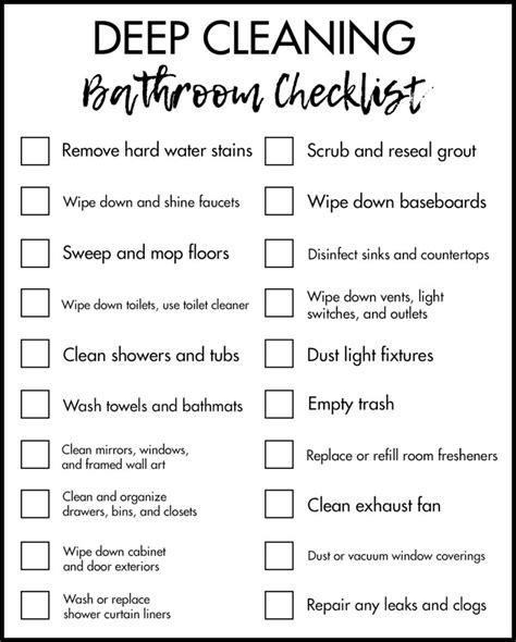 Deep Cleaning Bathroom Checklist • Rose Clearfield