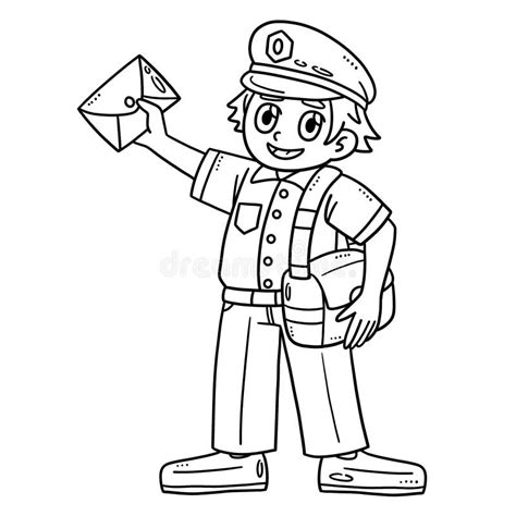 Postman Isolated Coloring Page For Kids Stock Vector Illustration Of