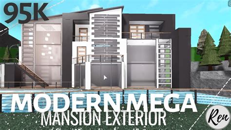 Bloxburg Modern Minimalistic Hillside Mansion Exterior 95k Youtube