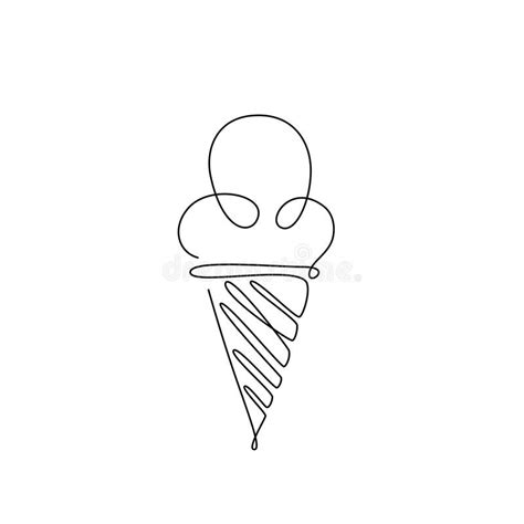 Arte De La Línea De Helados Cono De Helado Vectorial Ilustración