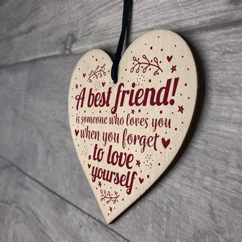 Best Friend T For Women Handmade Wooden Heart Friendship Sign