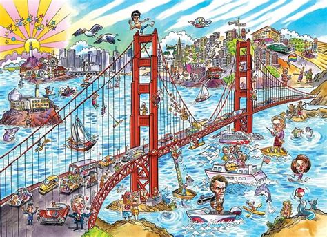 San Francisco Doodle Town Bridges Jigsaw Puzzle Mount Ranier Create