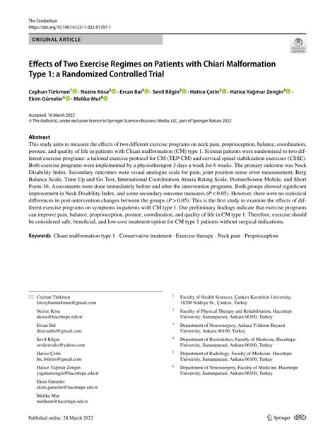 Pdf Effects Of Two Exercise Regimes On Patients With Chiari