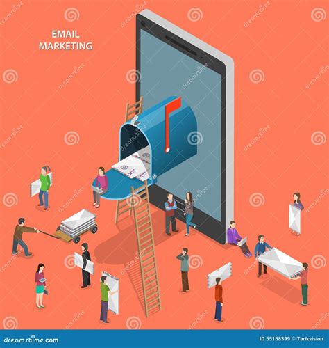 Email Marketing Flat Isometric Vector Concept Stock Vector Illustration Of Faceless Idea