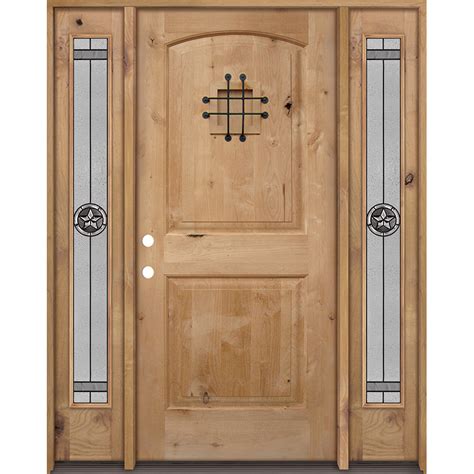 Rustic Knotty Alder Wood Door Unit With 90 Star Sidelites Uk26 Door Clearance Center