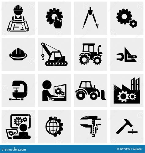 Engineering Vector Icons Set On Gray Stock Vector Image 40973092