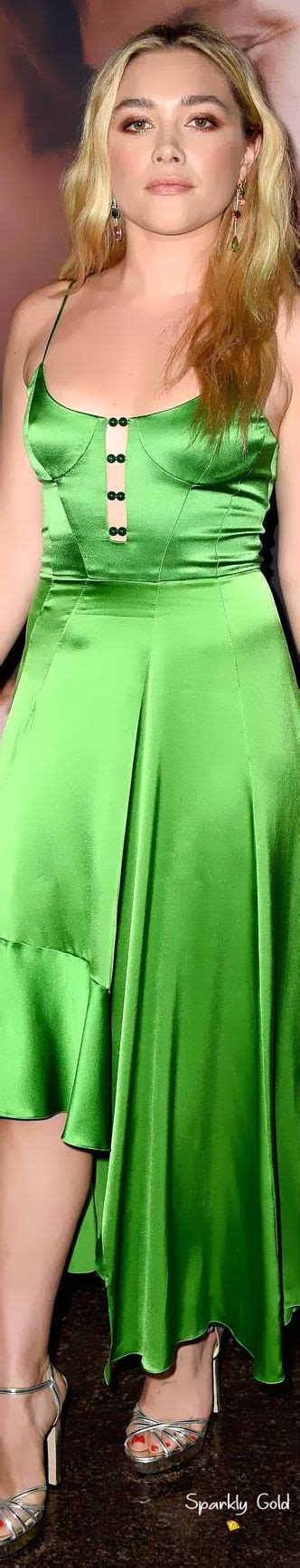 Florence Pugh Sparkly Gold ♕ Fashion Florence Pugh Green Outfit