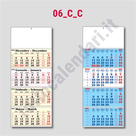 Calendario Quadrittico Da Parete Cordonati E Incollati Serie C C