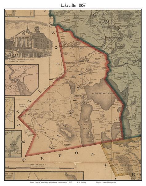 Lakeville Massachusetts 1857 Old Town Map Custom Print Plymouth Co