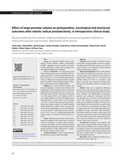 Pdf Effect Of Large Prostate Volume On Perioperative Oncological And