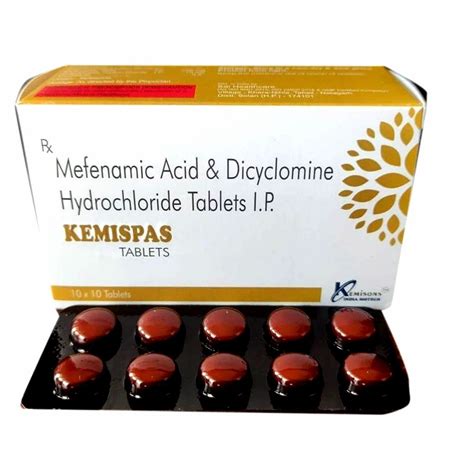 Mefenamic Acid Dicyclomine Hydrochloride Tablets I P At Rs Box