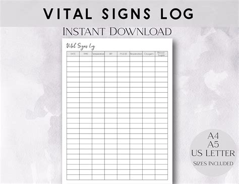 Printable Blank Vital Signs Chart