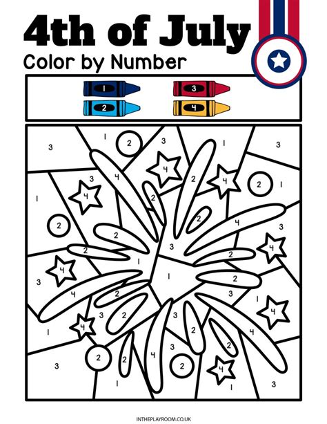 4th July Color By Number Pages For Kids In The Playroom