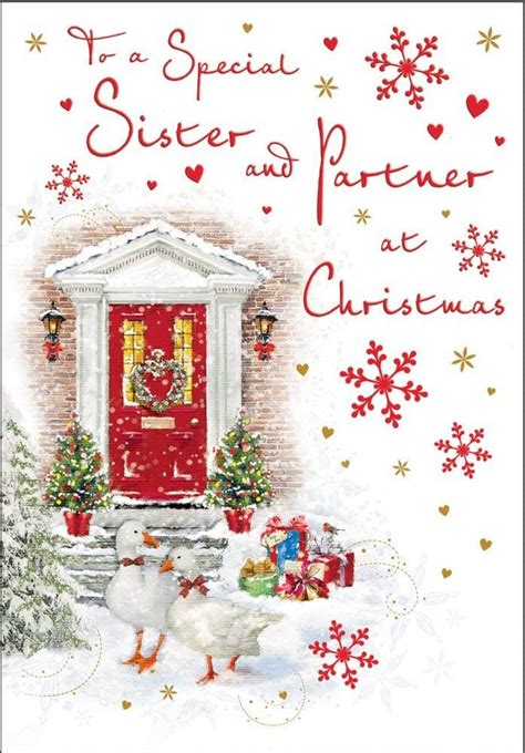 Piccadilly Greetings Traditional Christmas Card Sister Partner 9 X