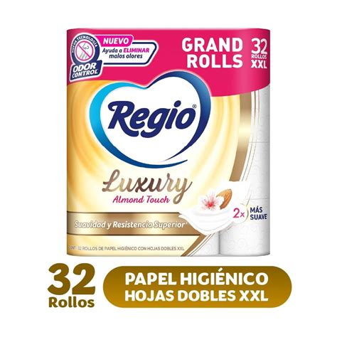 Papel higiénico Regio luxury almond touch 32 rollos de 205 hojas dobles