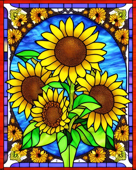 Stained Glass Sunflowers Creative Fabrica