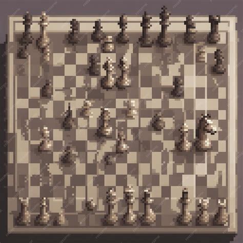 Pixel Art Chess Board With Classic Chess Pieces Premium Ai Generated