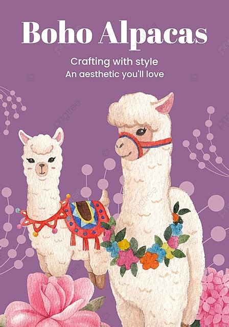 Poster Template With Cute Boho Alpaca Concept Template Download On Pngtree