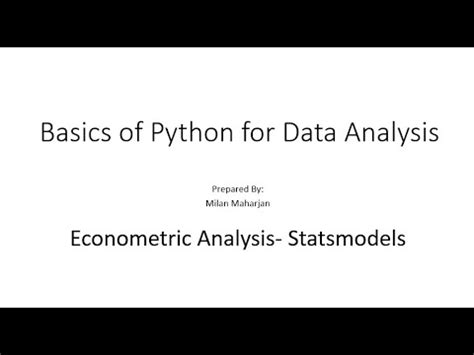 Video Econometric Analysis Basics Of Python For Data Analysis