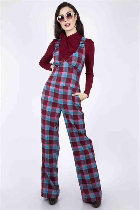 Voodoo Vixen Jumpsuit M Piper Plaid Buckle 70s Multicolours Bol