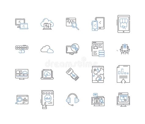 Cloud Computing Line Icons Collection Virtualization Saas Iaas Paas