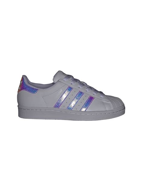 Adidas Superstar Kids Cuir Blanc Paillette Iridescent