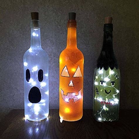 Halloween Wine Bottle Decorations with Twinkle Lights - Glow In The ...