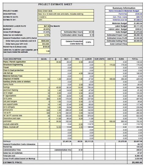 Hvac Installation Estimate Form