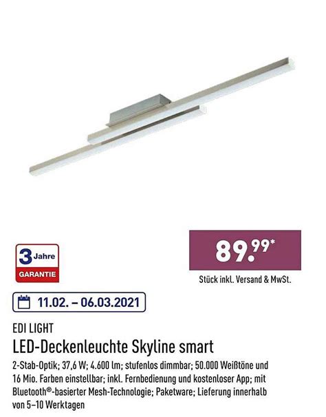 Edi Light Led Deckenleuchte Skyline Smart Angebot Bei ALDI Nord