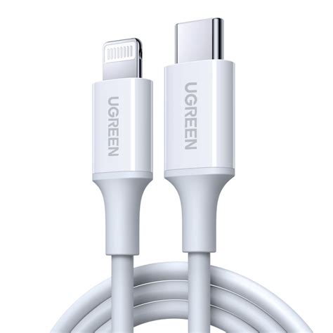 White UGREEN MFI Type C To Lightning PD Fast Charge 1M Charging Cable