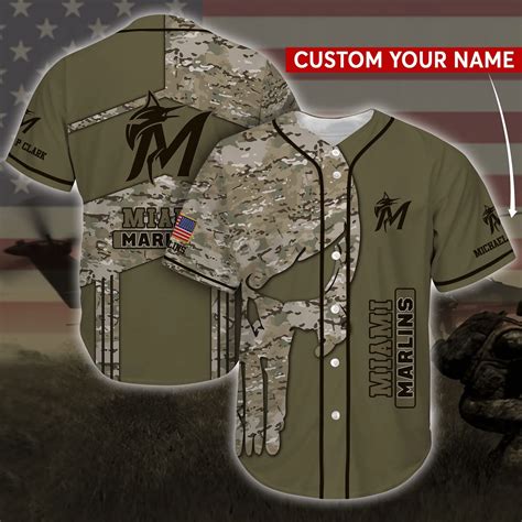 Miami Marlins Mlb Personalized Baseball Jersey Shirt Camo Homefavo