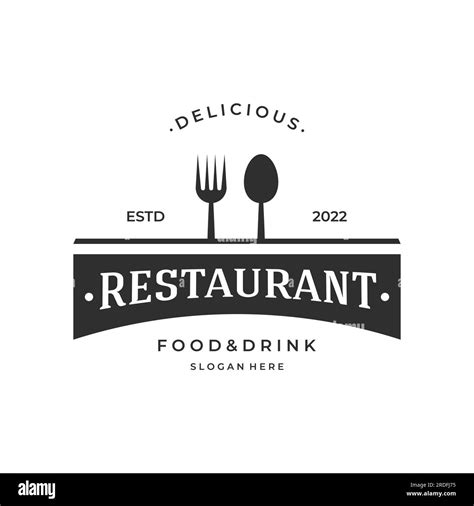 Retro Restaurant Emblemcutlery Logo Design And Hand Drawn Vintage