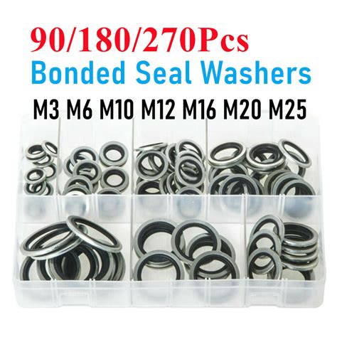 90 180 270pcs Bonded Seal Washers Kit Dowty Washers Zinc Plated