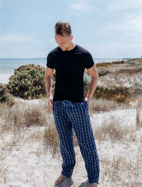 Mens Pelaco Black Top Navy Blue Pants Pyjamas Pjs Set