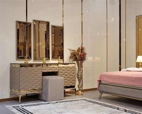 Elite Dresser With Mirror In Gold By Furnia 1stopbedrooms