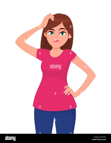 Woman Scratching Face Stock Vector Images Alamy