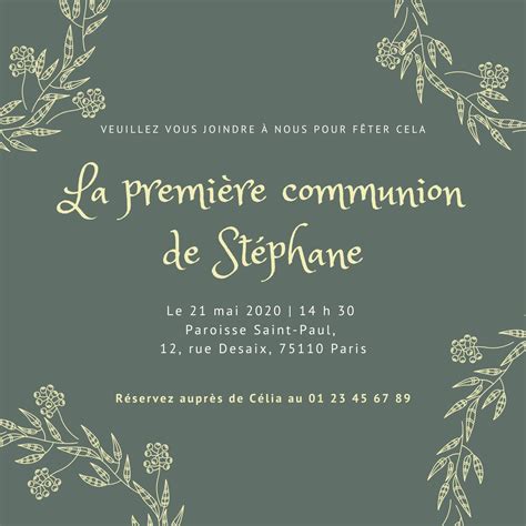 Faire Part Invitations De Communion Mod Les Gratuits Canva