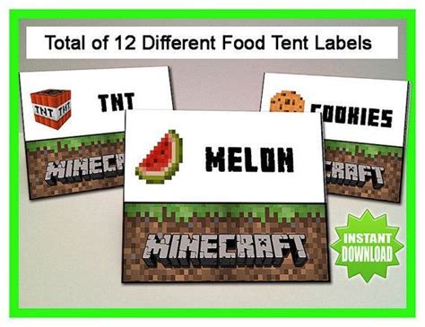 Free Printable Minecraft Food Tent Cards Minecraft Food Minecraft