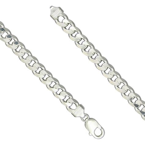 Gents Sterling Silver Flat Curb Bracelet Jewellery From Adams Jewellers Limited Uk