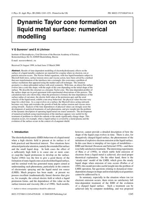 (PDF) Dynamic Taylor cone formation on liquid metal surface: numerical ...