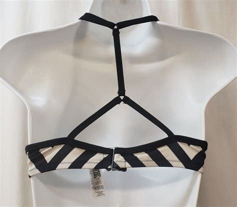 VICTORIAS SECRET PINK STRAPPY PUSH UP BIKINI TOP T BACK LARGE BLACK STRIPED GEO EBay