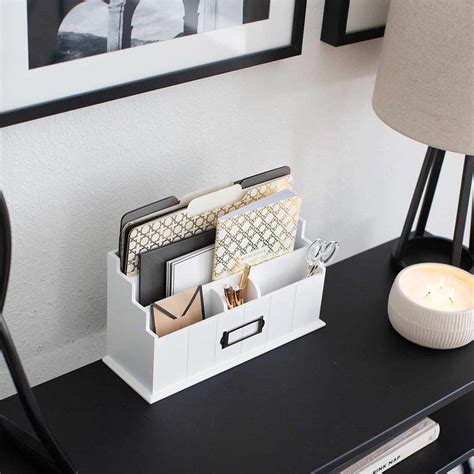 Dark Wooden Mail Organizer Desktop With Block Calendar Blu Monaco