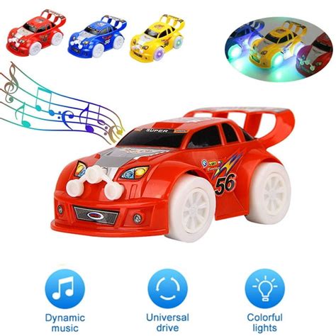 HAOAN Kids LED Light Car Toys, Electronics Universal Rotation Wheels ...