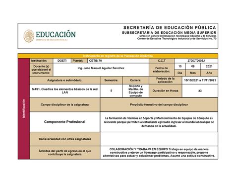 Planificación clasifica elementos básicos de Redes SUBSECRETARÍA DE