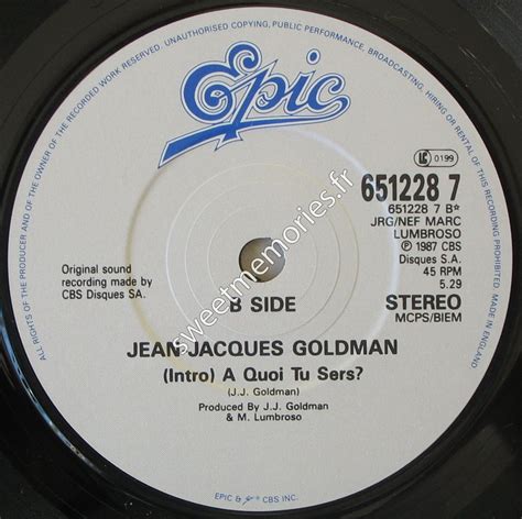 Jean Jacques Goldman Sirima 1987 Là Bas 45 Tours UK Sweet Memories